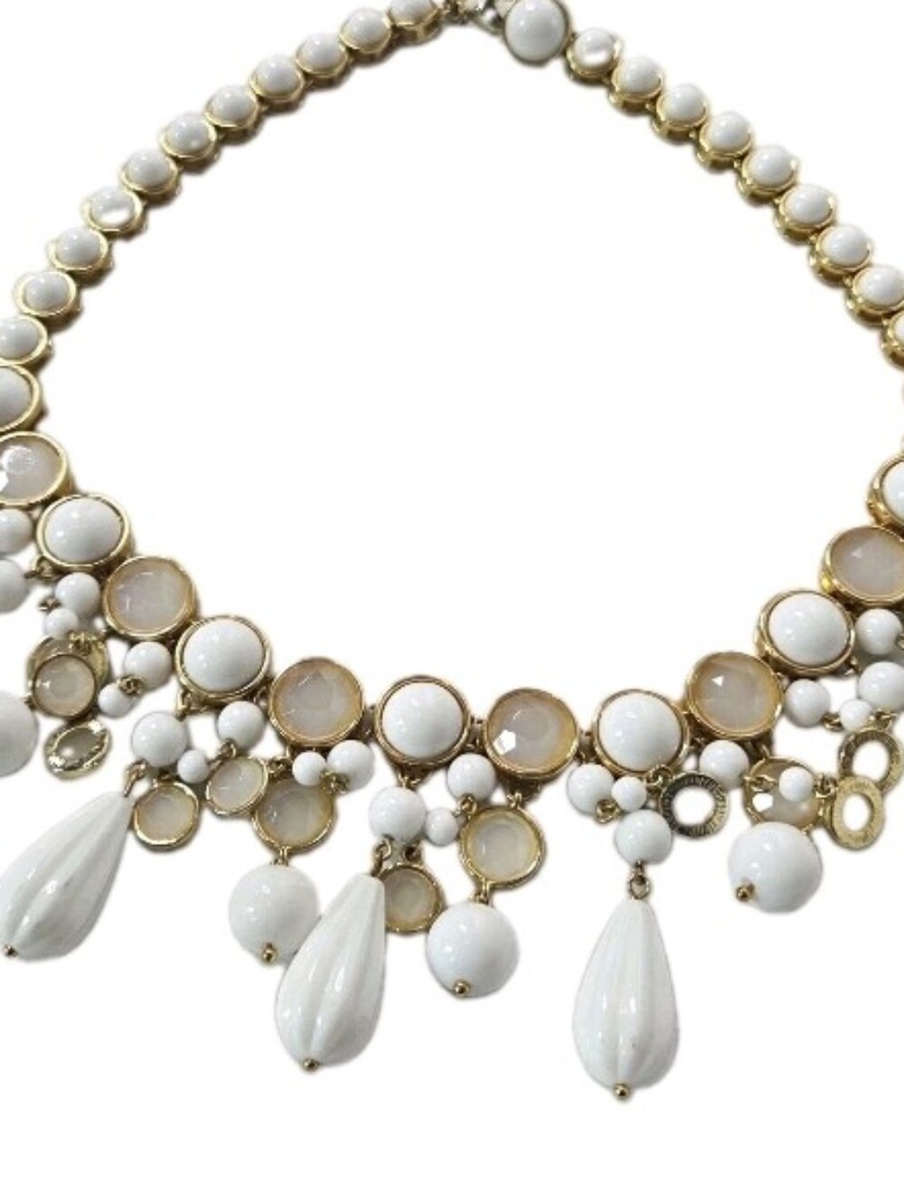 Banana Republic White and Gold Statement Bib Necklace Elegant Women’s Jewelry